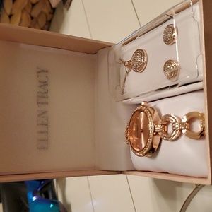 Ellen Tracy Watch and Pave Necklace and Earrings